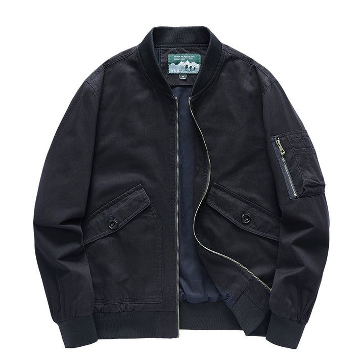 Herren Robust-Canvas-Bomberjacke mit Reißverschluss-Ärmeltasche und aufgesetzten Klappentaschen Drune