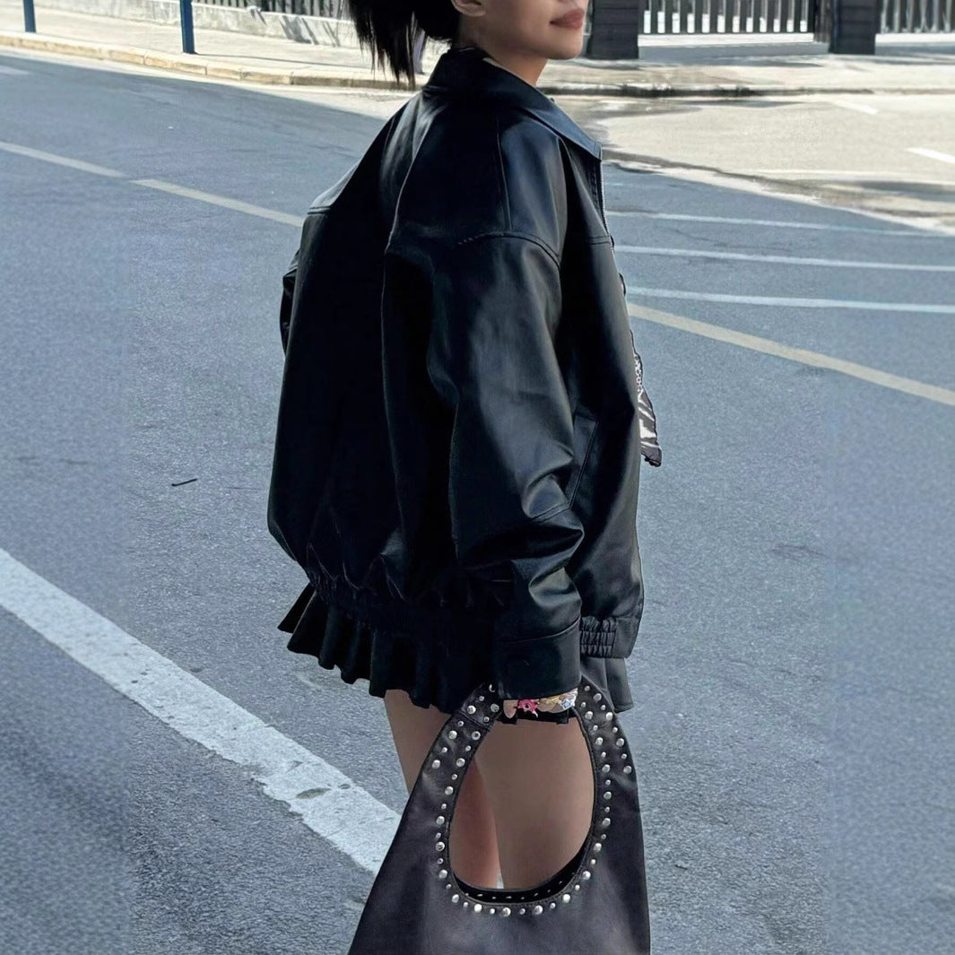 Damen Elegante und lässige Kunstlederjacke