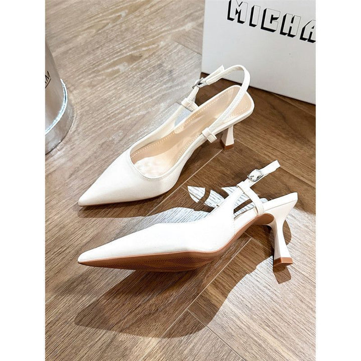 Damen Elegante spitz zulaufende Slingback-Pumps mit sculpted Kitten-Absatz und verstellbarem Riemen Drune