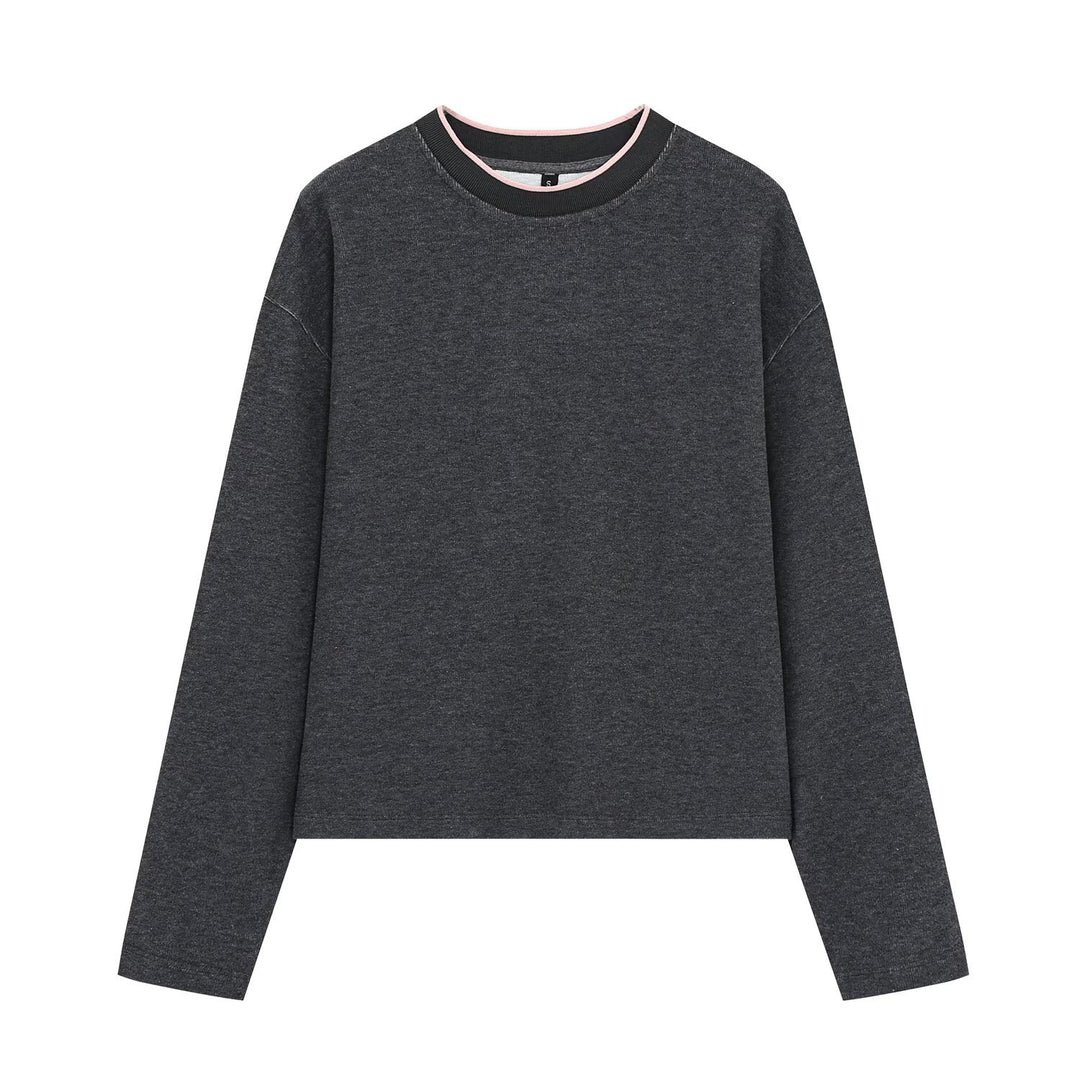 Damen Boxy-Rippstrick-Pullover mit Rundhalsausschnitt Drune