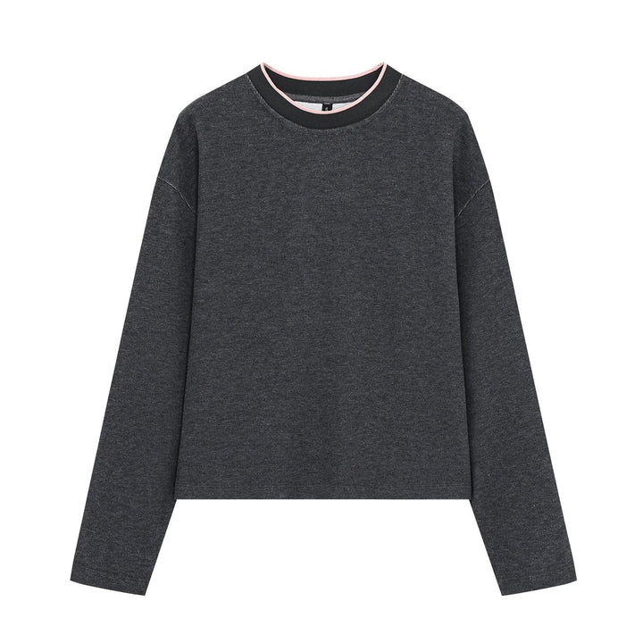 Damen Boxy-Rippstrick-Pullover mit Rundhalsausschnitt Drune