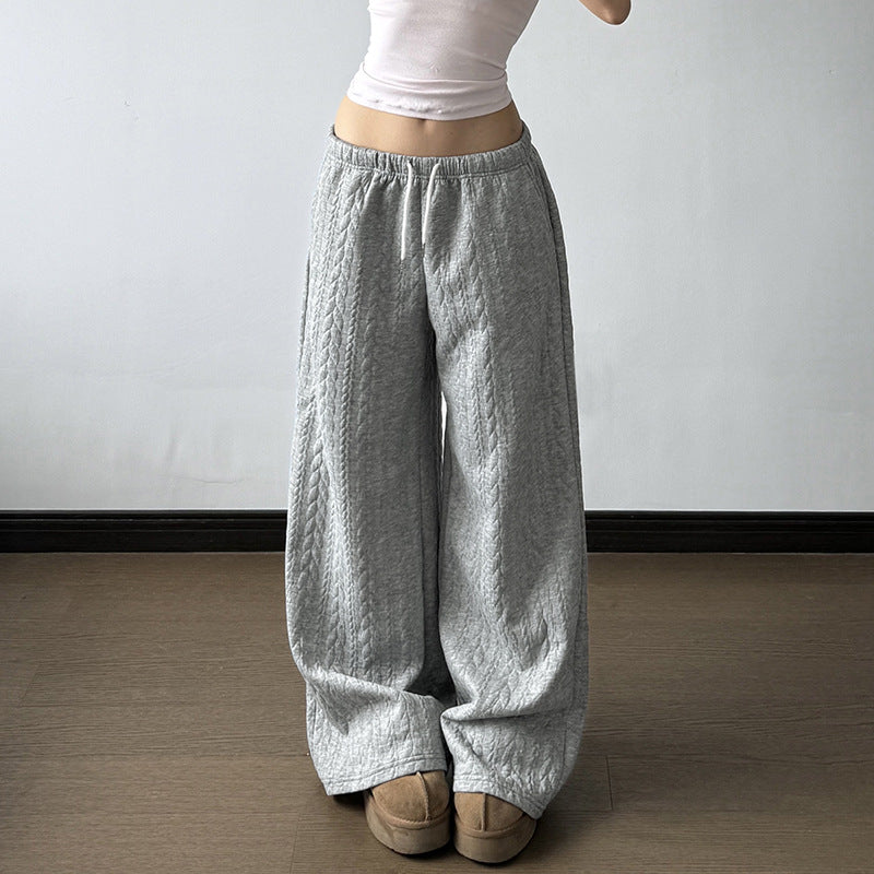 Damen nan weite Palazzo-Loungehose aus weichem Jersey mit Tunnelzug und Komfortbund Drune