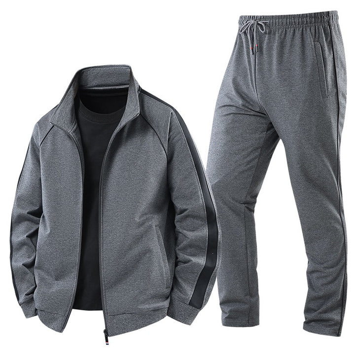 Herren Leichter Freizeit-Trainingsanzug-Set mit Reißverschlussjacke, elastischer Bund & Reißverschlusstaschen Drune