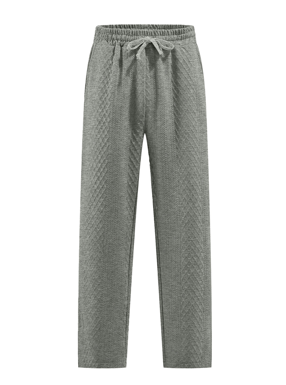 Damen nan komfortable strukturierte Loungehose mit elastischem Kordelbund und geradem Bein Drune