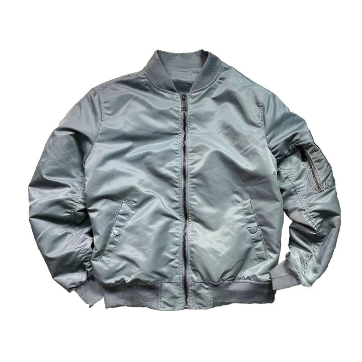 Herren nan leichte Nylon-Bomberjacke mit Ärmel-Reißverschlusstasche und elastischen Bündchen Drune