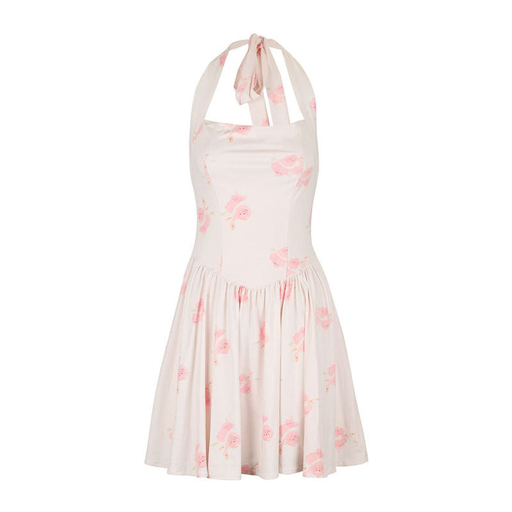Damen Sommerliches Neckholderkleid mit floralem Design und taillierter Silhouette Drune