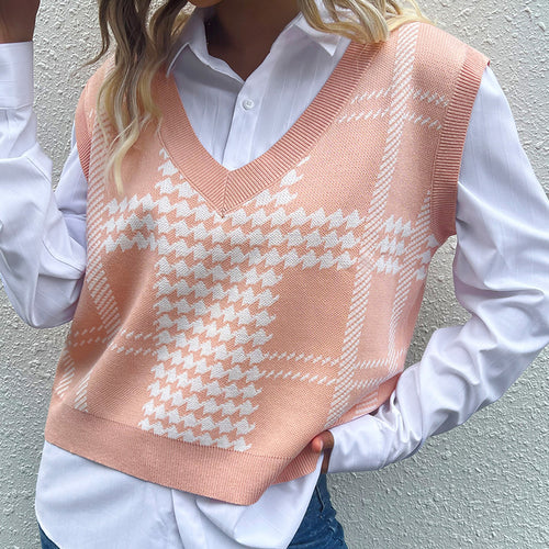 Damen Trendiger V-Ausschnitt Strickpullover Drune