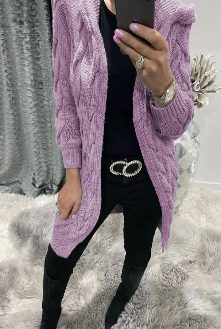 Damen Strickmantel mit praktischem Kapuzendesign Drune