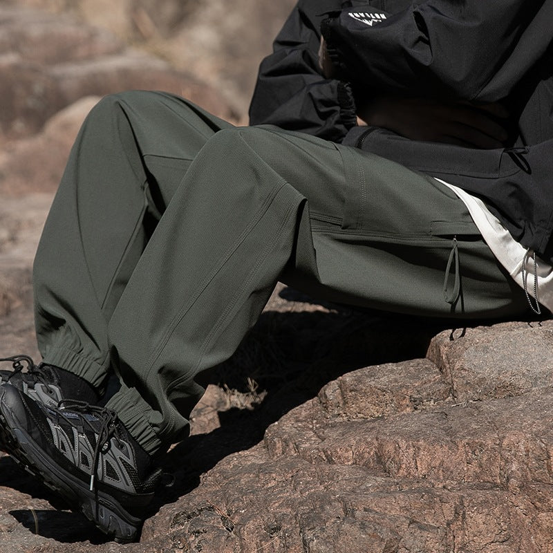 Herren Weite Relaxed-Cargo-Freizeithose mit Tunnelzugbund & Multifunktions‑Taschen Drune