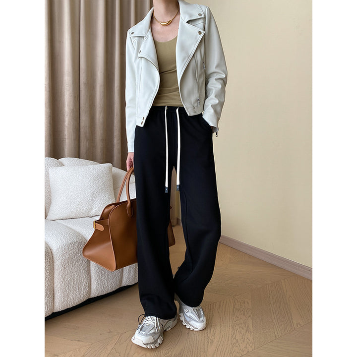 Damen Kunstleder Bikerjacke mit asymmetrischem Reißverschluss Drune