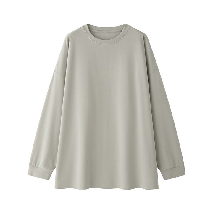 Damen Relaxed-Longsleeve mit überschnittener Schulter und feinem Rundhalsausschnitt Drune