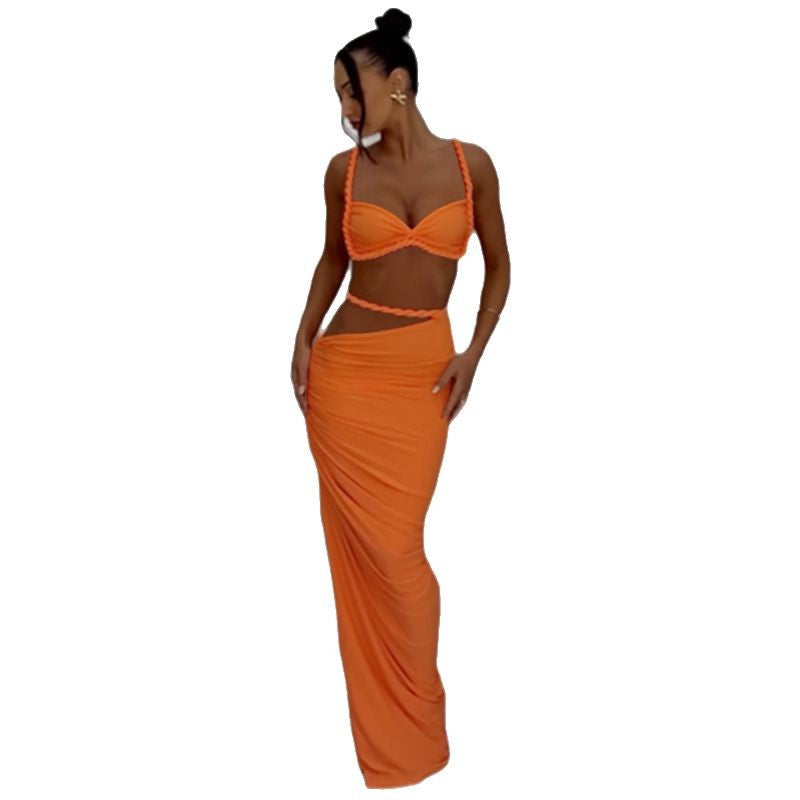 Damen Elegantes Maxikleid mit raffinierter Wickeloptik und verführerischen Details Drune