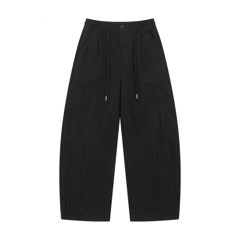 Unisex Weite Utility-Cargo-Hose aus Baumwollmix mit Tunnelzugbund, großen Aufgesetzten Taschen und ballonförmiger Silhouette Drune