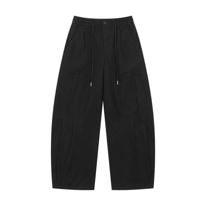 Unisex Weite Utility-Cargo-Hose aus Baumwollmix mit Tunnelzugbund, großen Aufgesetzten Taschen und ballonförmiger Silhouette Drune