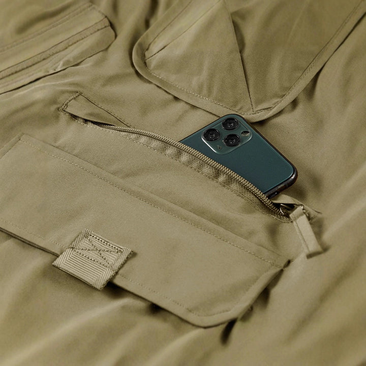 Herren Outdoor-Multitaschenweste mit Schnellzugriffstaschen und Stehkragen Drune