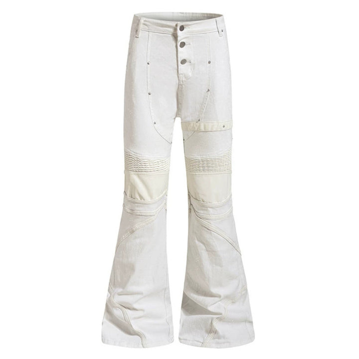 Damen ausgestellte Culotte-Hose mit Biker‑Nähten, hohem Bund und Patchwork‑Einsätzen Drune