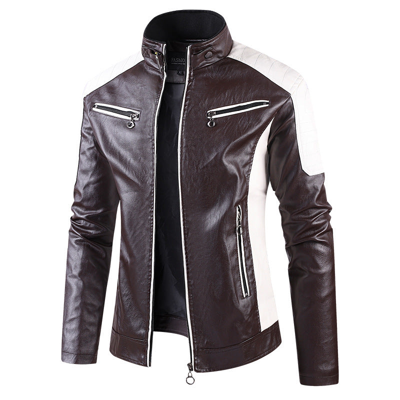 Herren Modische Bikerjacke aus Kunstleder Drune