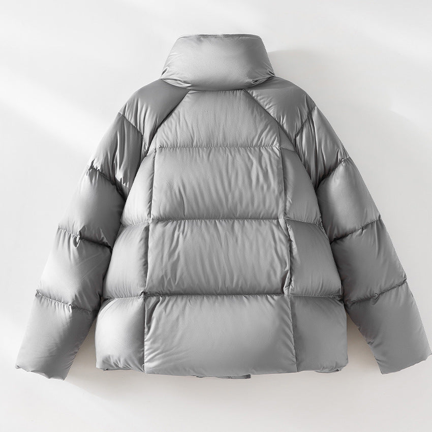 Damen Kurze Boxy-Pufferjacke mit hohem Stehkragen und Raglanärmeln Drune