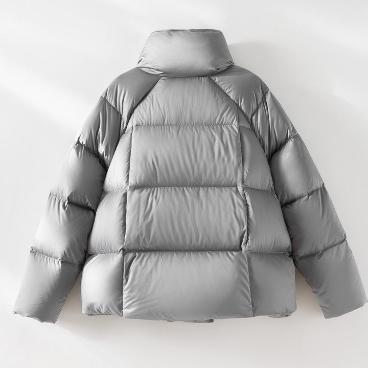 Damen Kurze Boxy-Pufferjacke mit hohem Stehkragen und Raglanärmeln Drune