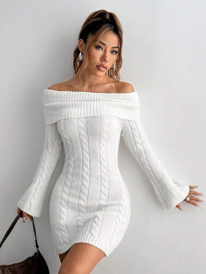 Damen Strickkleid mit Off-Shoulder Design Drune