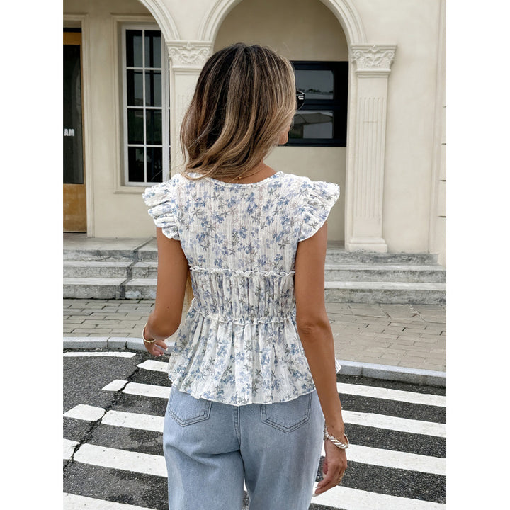 Drune | Elegantes Floral Quadratisches Hals Top
