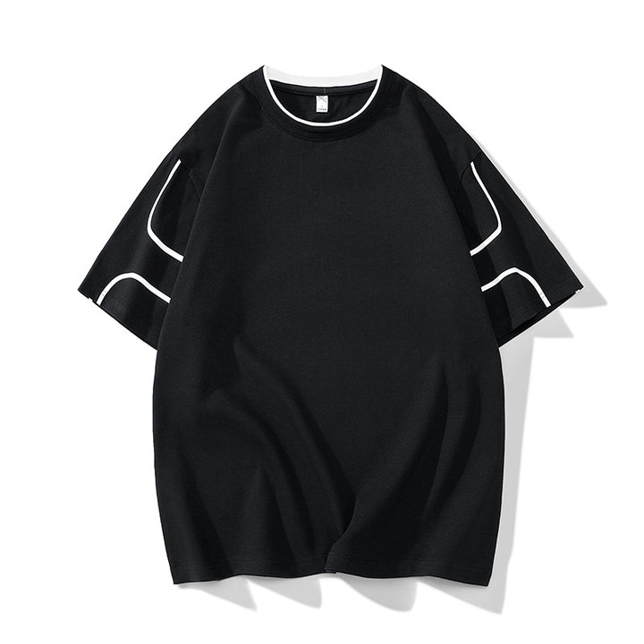 Herren Oversize-T-Shirt aus Baumwollmix mit Kontrastpaspelierung und Dropped-Shoulder Drune