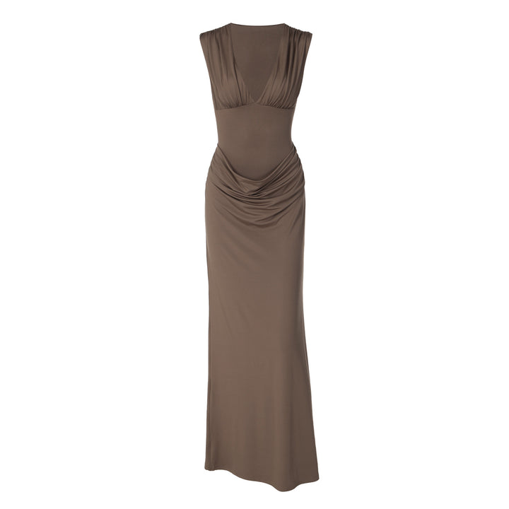 Damen Maxi-Kleid mit eleganter Drapierung Drune