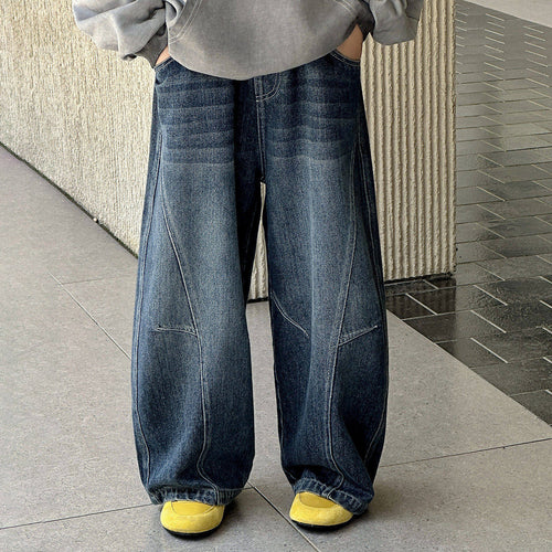 Unisex weit geschnittene Denim-Hose mit lässiger Passform Drune