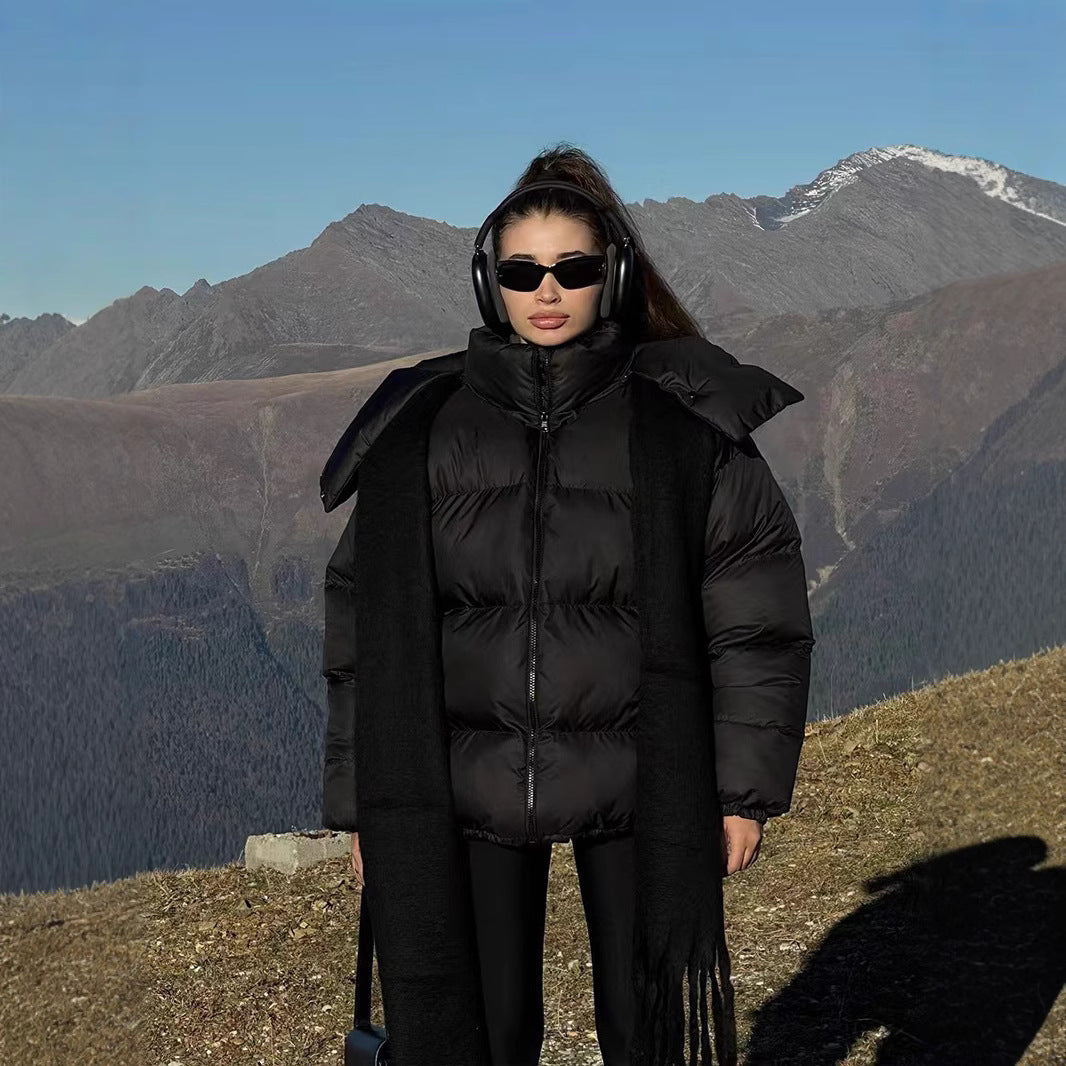 Damen gefütterte Outdoor-Jacke mit hochgeschlossenem Kragen und gestepptem Design Drune