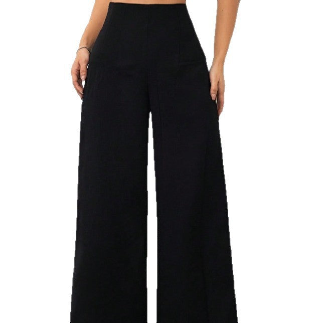 Damen elegante und fließende Hochbund-Hose Drune