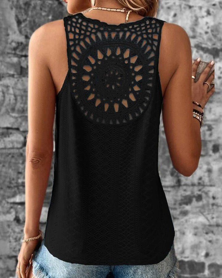 Damen luftiges Häkelshirt mit einzigartigem Rückendetail Drune