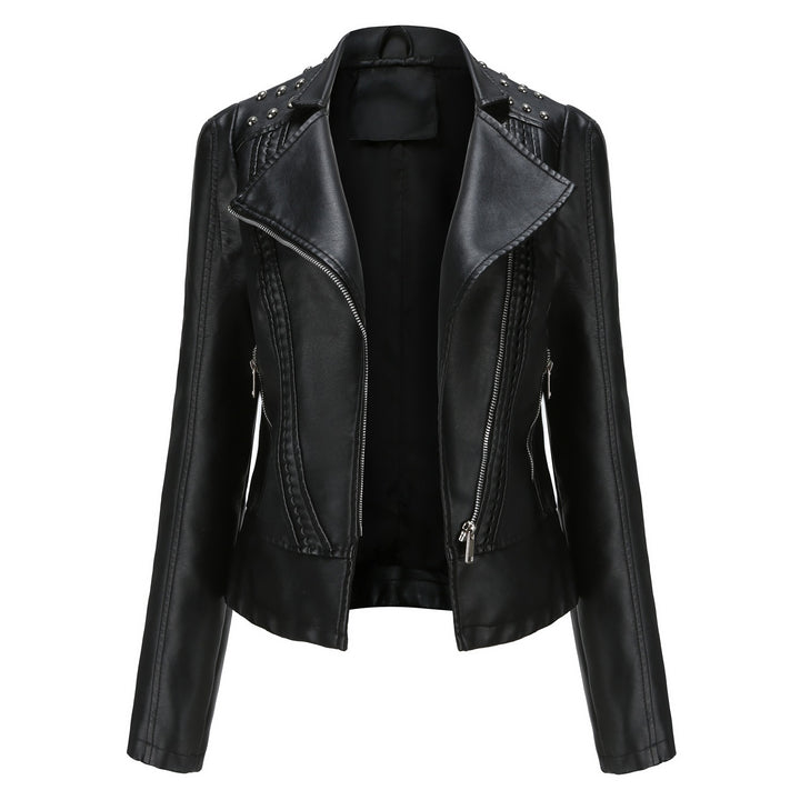 Damen nan Bikerjacke aus Kunstleder mit Nietenbesatz und asymmetrischem Reißverschluss Drune