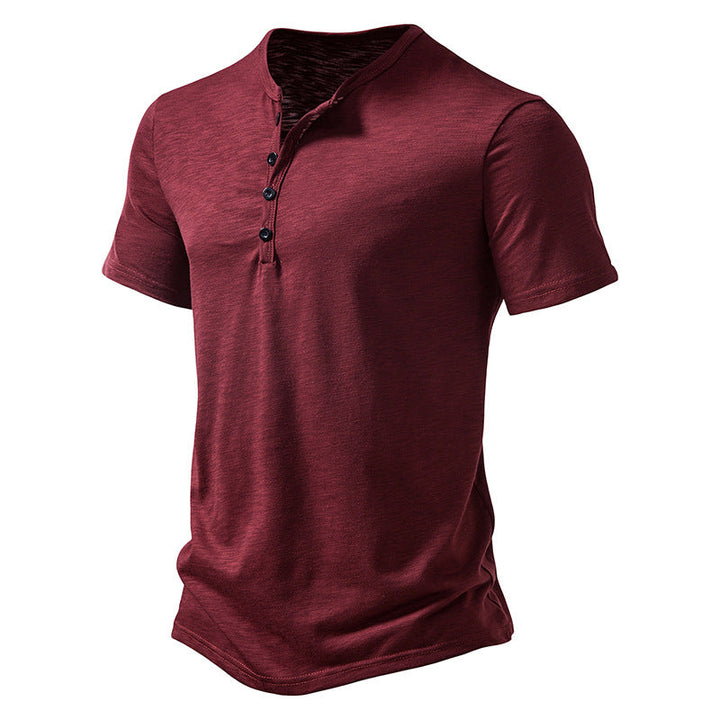 Herren Kurzarm Henley-T-Shirt mit Knopfleiste und atmungsaktivem Material Drune