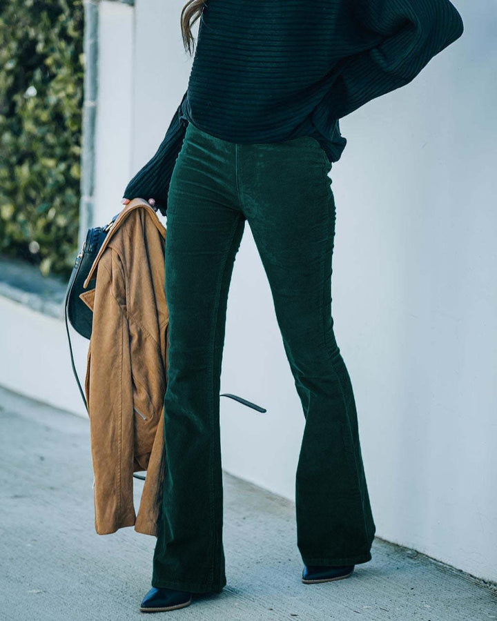 Damen Samt-Flared-Hose Drune