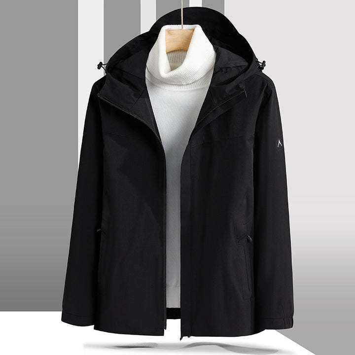 Herren Leichte technische Softshelljacke mit verstellbarer Kapuze und minimalistischer Sportpassform Drune