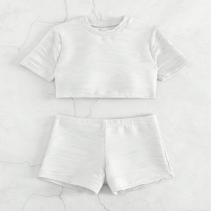 Damen Sportliches Crop-Top und kurze Shorts Set Drune