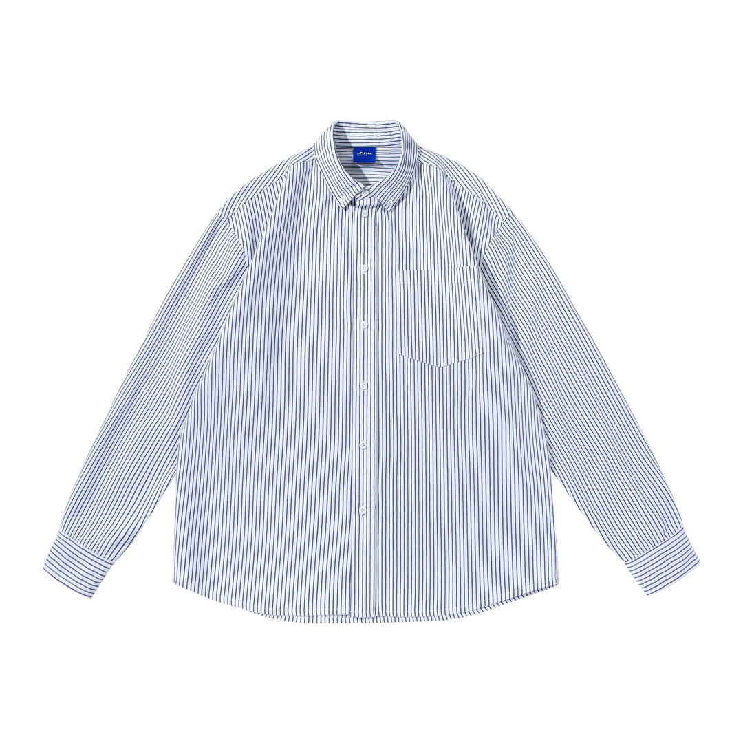 Damen Gestreiftes Oversize-Hemd im Oxford-Style mit Button-Down-Kragen und Brusttasche Drune