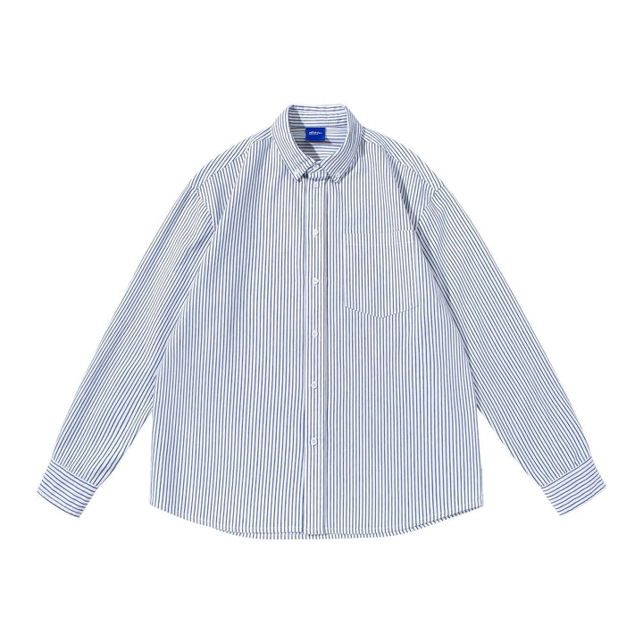 Damen Gestreiftes Oversize-Hemd im Oxford-Style mit Button-Down-Kragen und Brusttasche Drune