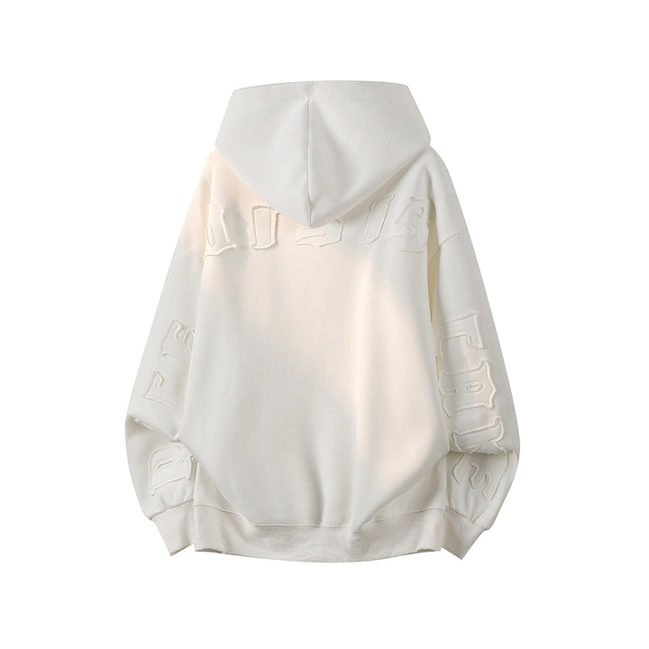 Unisex Oversize Kapuzenpullover mit handschriftlichem Grafik-Print, Kängurutasche & geripptem Saum Drune