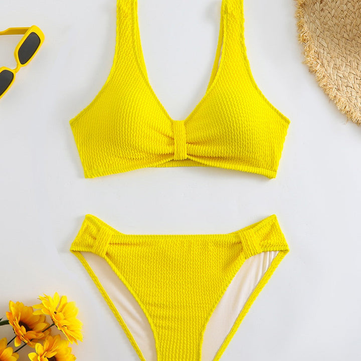 Femme Strukturierter Hochgeschnittener Bikini-Set Drune
