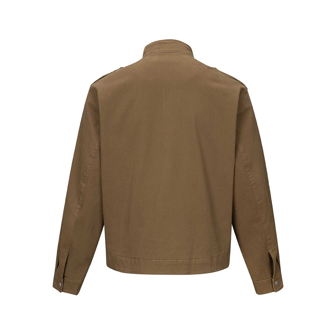 Herren Kurzjacke im Fieldstil mit Funnelkragen, Schulterklappen und Utility-Taschen Drune