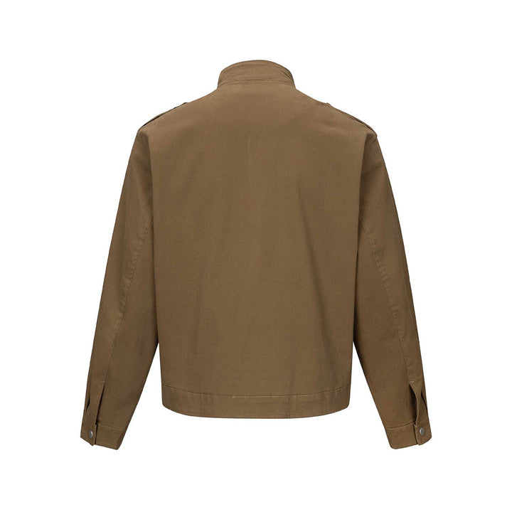 Herren Kurzjacke im Fieldstil mit Funnelkragen, Schulterklappen und Utility-Taschen Drune