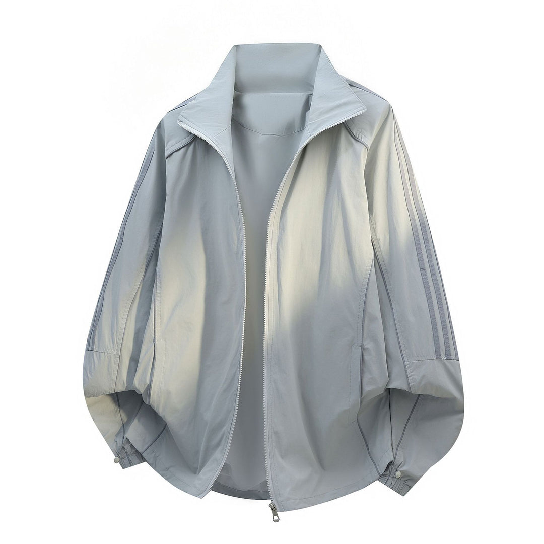 Damen Leichte Oversize-Windjacke mit Stehkragen, Kordelzug und elastischen Bündchen Drune