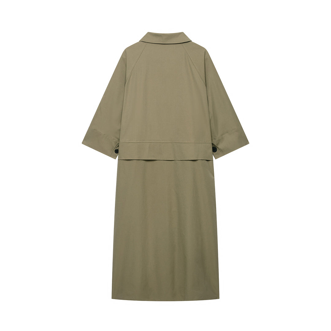 Damen 10+ leichter Oversize Cape‑Mantel mit Dreiviertelärmeln und verdeckter Knopfleiste Drune