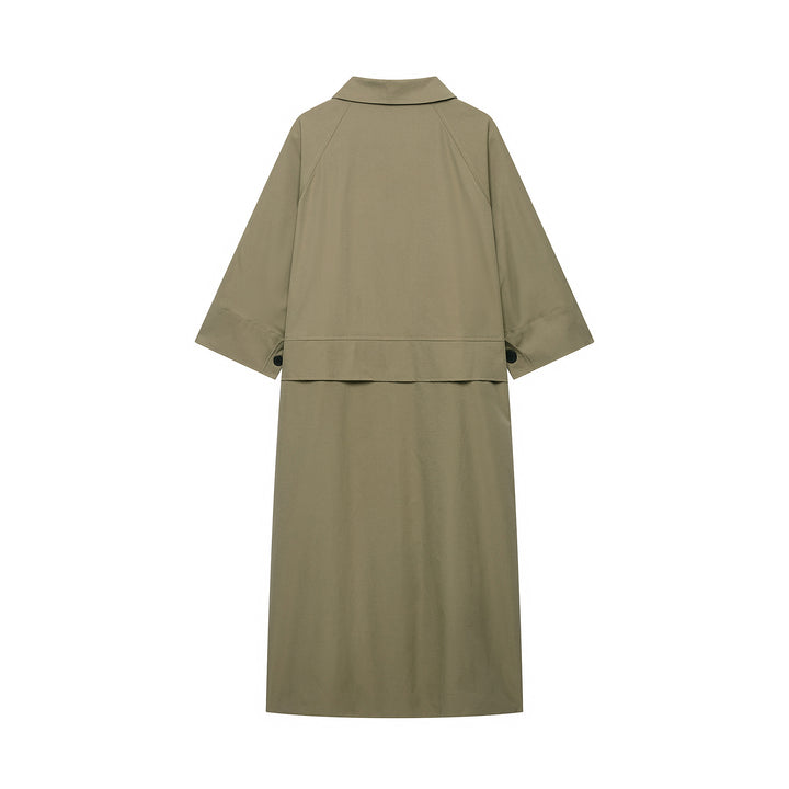 Damen 10+ leichter Oversize Cape‑Mantel mit Dreiviertelärmeln und verdeckter Knopfleiste Drune