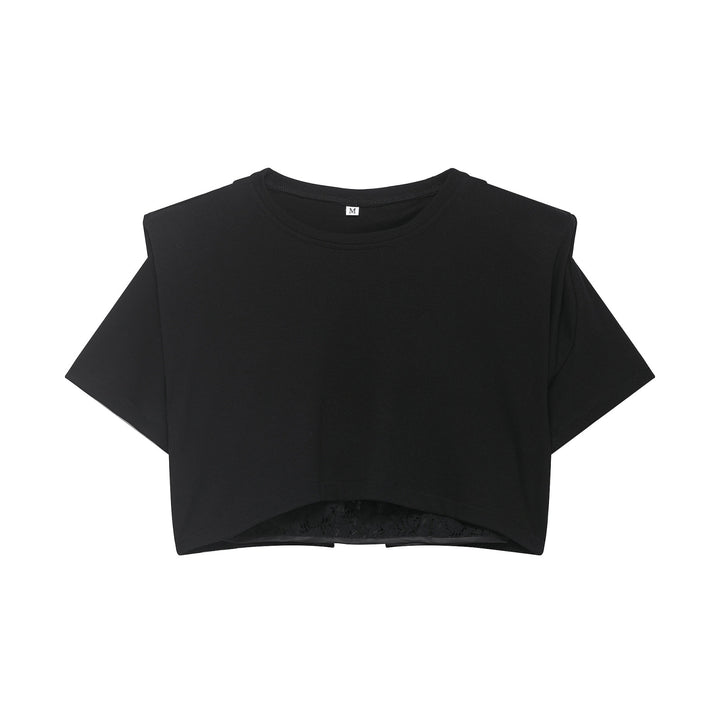 Damen Crop-T-Shirt mit eleganter Spitzenunterlage Drune