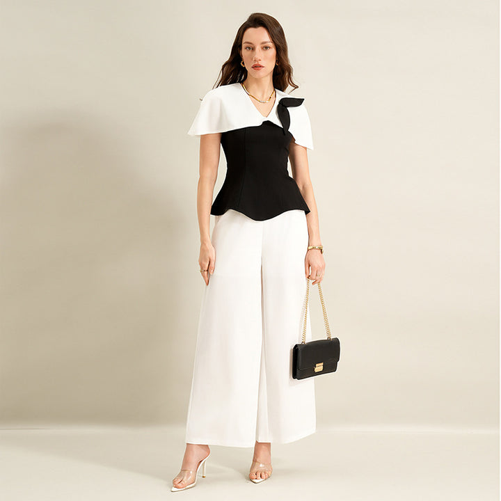 Damen Elegantes Top mit asymmetrischen Ärmeln Drune