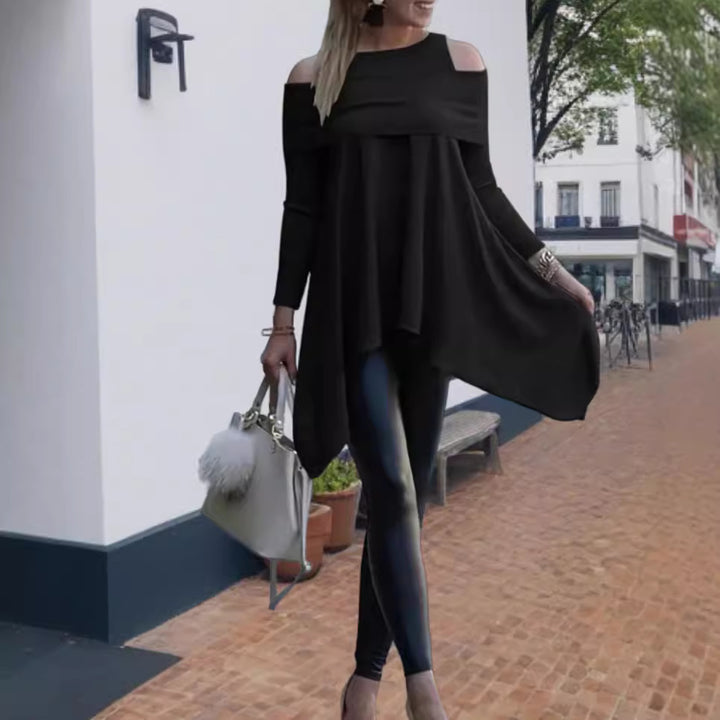 Damen Oversized Oberteil mit schickem Off-Shoulder Design und asymmetrischem Saum Drune