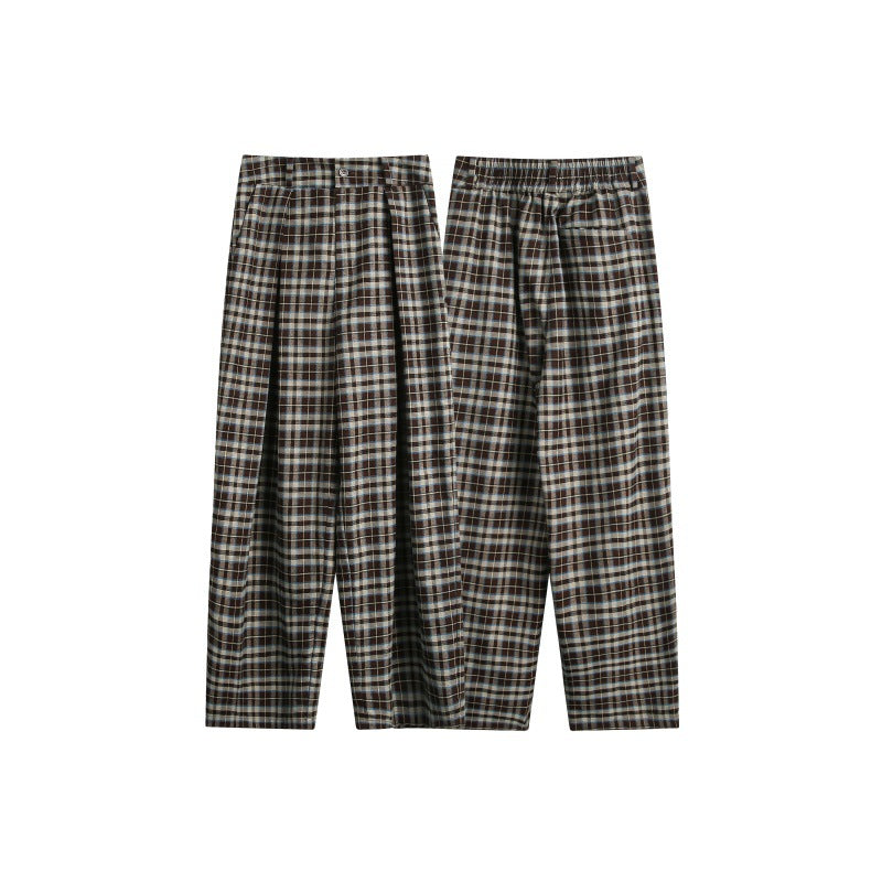 Damen Hochtaillierte Karierte Bundfalten‑Hose im weiten Culotte‑Schnitt Drune