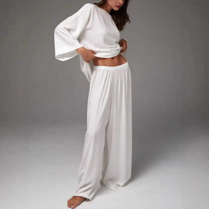 Damen Luftiges Lounge-Set mit weitem Oberteil und eleganten Palazzo-Hosen Drune